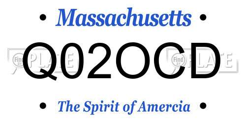 Q02OCD Massachusetts License Plate