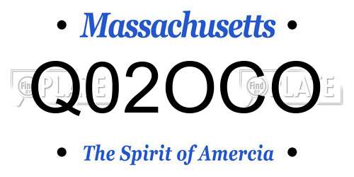 Q02OCO Massachusetts License Plate