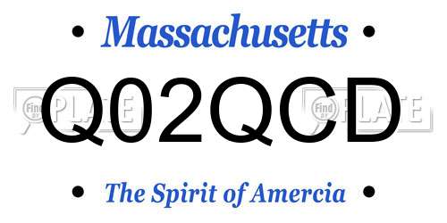 Q02QCD Massachusetts License Plate