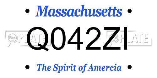 Q042ZI Massachusetts License Plate
