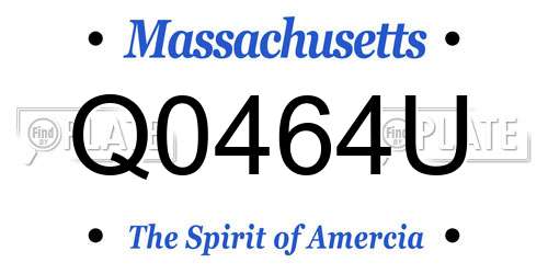 Q0464U Massachusetts License Plate