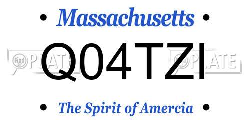 Q04TZI Massachusetts License Plate