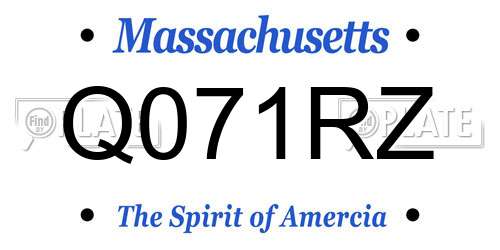 Q071RZ Massachusetts License Plate