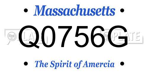 Q0756G Massachusetts License Plate