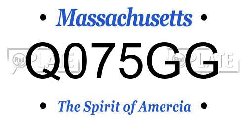 Q075GG Massachusetts License Plate