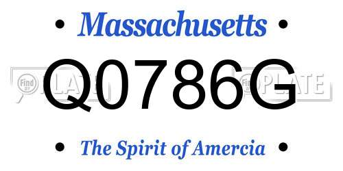 Q0786G Massachusetts License Plate