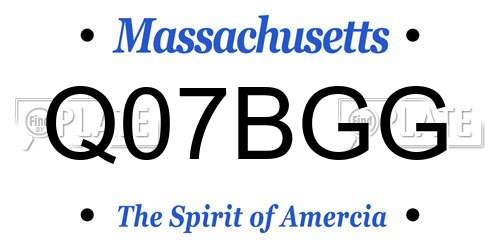 Q07BGG Massachusetts License Plate