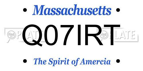 Q07IRT Massachusetts License Plate