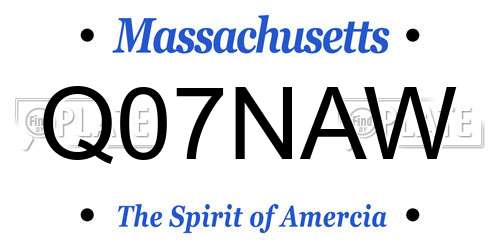 Q07NAW Massachusetts License Plate