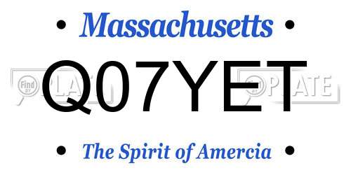 Q07YET Massachusetts License Plate