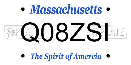 Q08ZSI Massachusetts License Plate