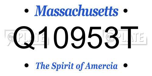 Q10953T Massachusetts License Plate