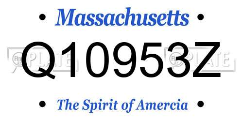 Q10953Z Massachusetts License Plate