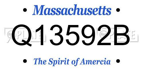 Q13592B Massachusetts License Plate