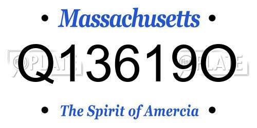 Q13619O Massachusetts License Plate