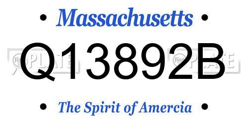 Q13892B Massachusetts License Plate