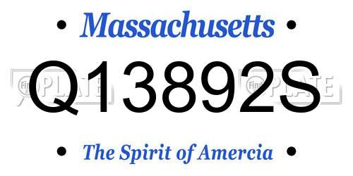 Q13892S Massachusetts License Plate
