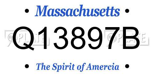 Q13897B Massachusetts License Plate