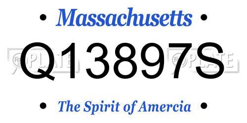 Q13897S Massachusetts License Plate