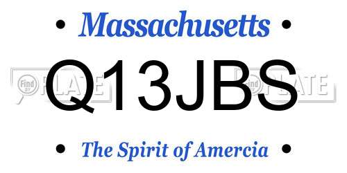 Q13JBS Massachusetts License Plate