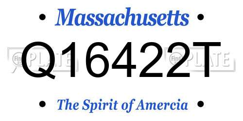 Q16422T Massachusetts License Plate