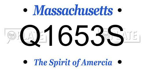 Q1653S Massachusetts License Plate
