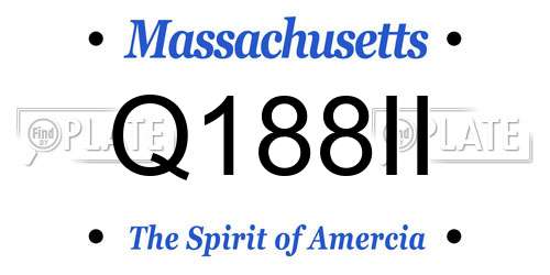 Q188II Massachusetts License Plate