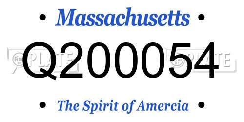 Q200054 Massachusetts License Plate
