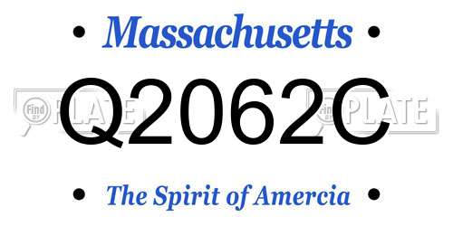 Q2062C Massachusetts License Plate