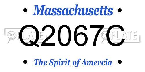 Q2067C Massachusetts License Plate