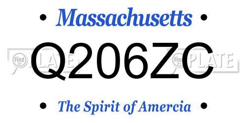 Q206ZC Massachusetts License Plate
