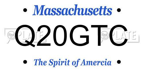 Q20GTC Massachusetts License Plate
