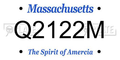 Q2122M Massachusetts License Plate