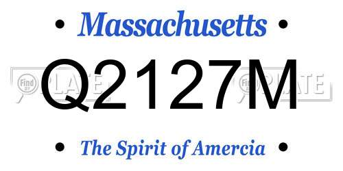 Q2127M Massachusetts License Plate