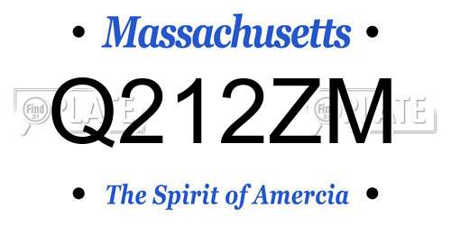 Q212ZM Massachusetts License Plate
