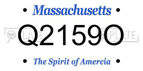 Q2159O Massachusetts License Plate