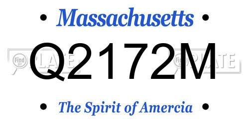 Q2172M Massachusetts License Plate