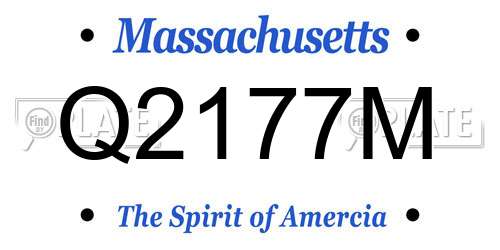 Q2177M Massachusetts License Plate