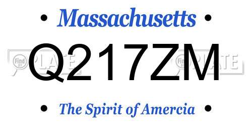 Q217ZM Massachusetts License Plate