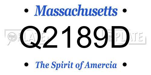 Q2189D Massachusetts License Plate