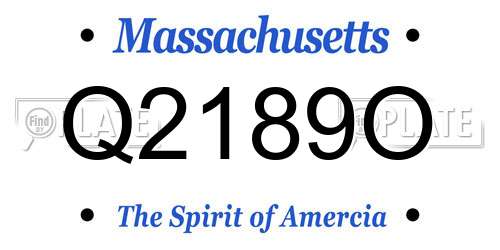 Q2189O Massachusetts License Plate
