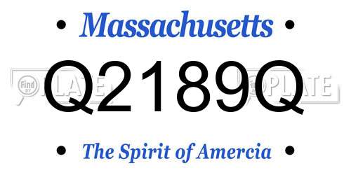 Q2189Q Massachusetts License Plate