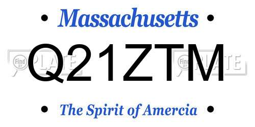 Q21ZTM Massachusetts License Plate
