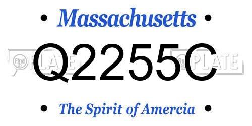 Q2255C Massachusetts License Plate