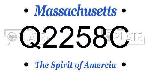 Q2258C Massachusetts License Plate