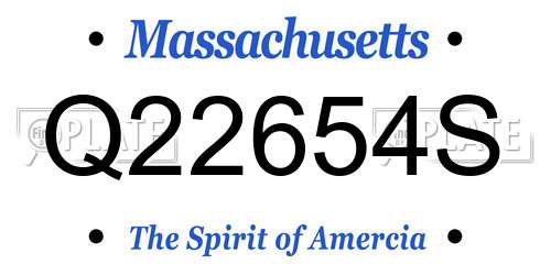 Q22654S Massachusetts License Plate