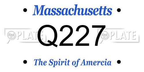 Q227 Massachusetts License Plate