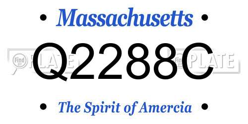 Q2288C Massachusetts License Plate