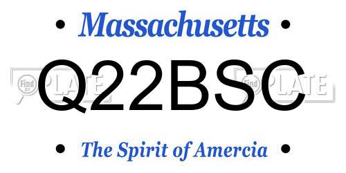 Q22BSC Massachusetts License Plate