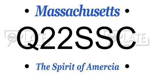 Q22SSC Massachusetts License Plate
